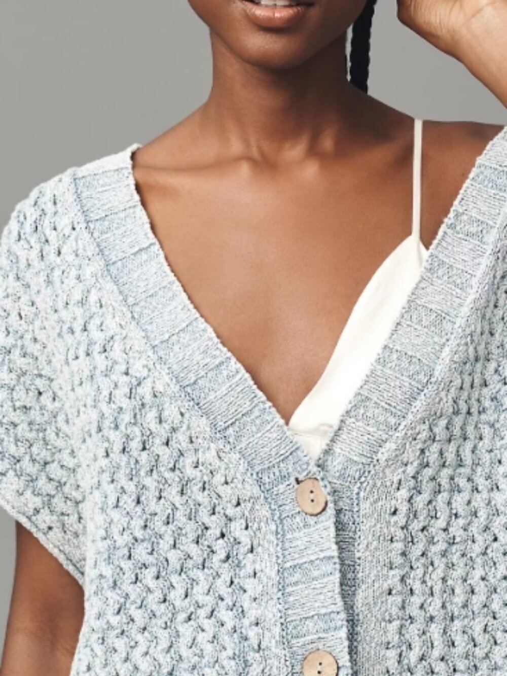 Anthropologie | Pilcro Oversized Distressed Sweater Vest Blue NWT XS - Picture 10 of 10